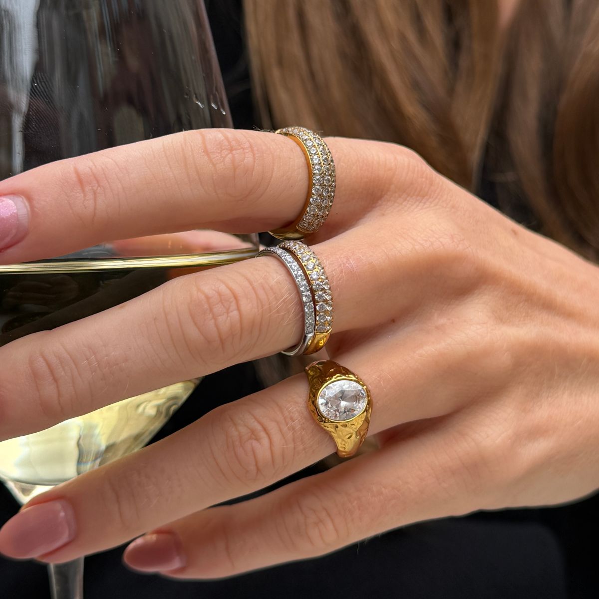 Krystal Band Ring 18K Guldbelagt 6mm