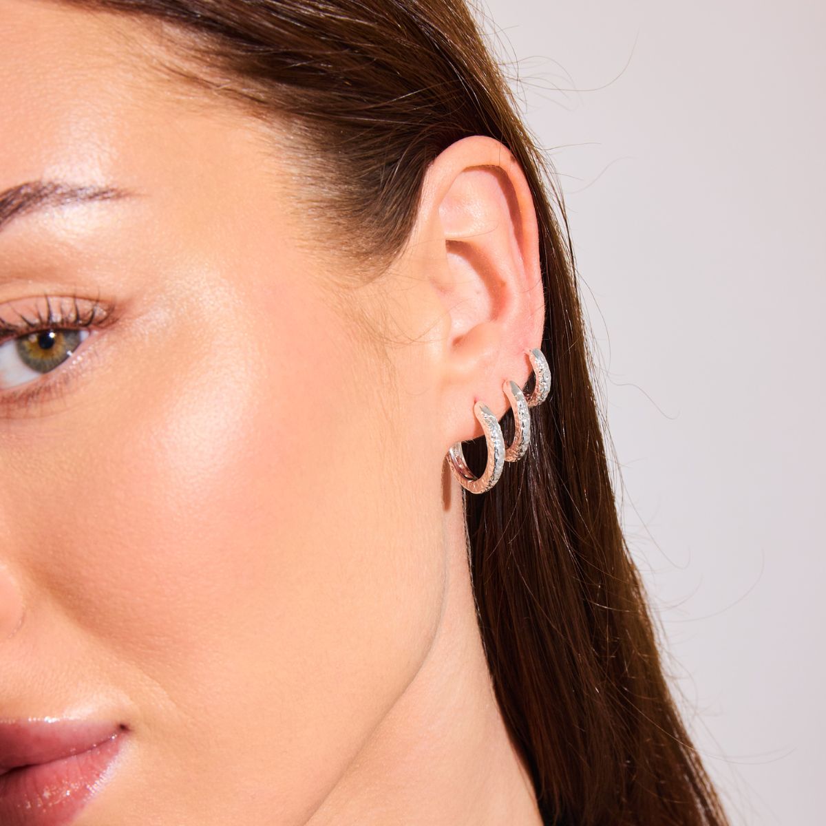 3-Pack Scoria Creoles Silver Plated 10/12/14mm