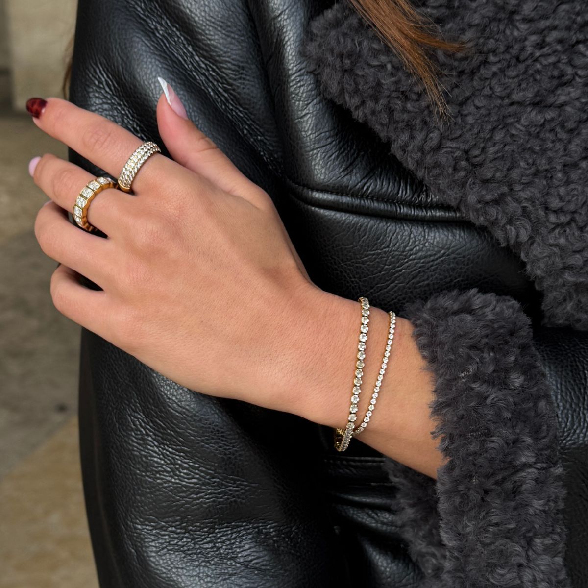 Tennis Krystal Armbånd 18K Guldbelagt 2mm