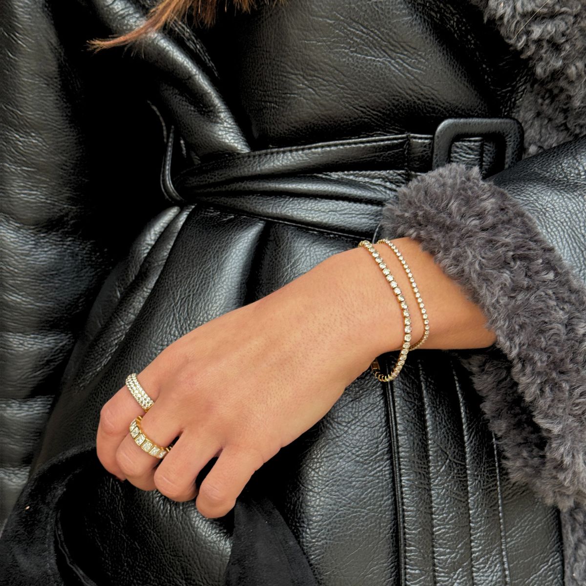 Tennis Krystal Armbånd 18K Guldbelagt 2mm