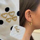 Heart Scoria Creoler 18K Guldbelagt Stor