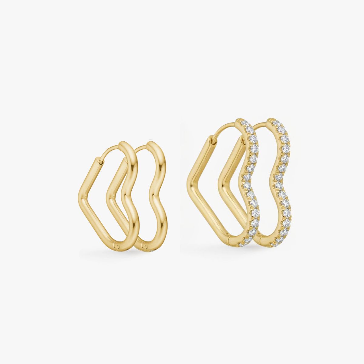 Heart Classic & Krystal Creoler 18K Guldbelagt Sæt