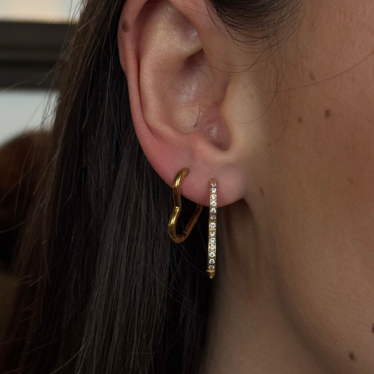 Heart Classic & Krystal Creoler 18K Guldbelagt Sæt