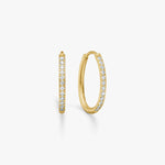 Oval Classic Crystal Hoop Earrings 18K Gold Plated Small