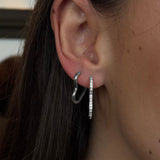 Heart Krystal Creoler Sølvfarvet Stor