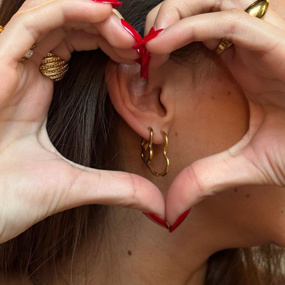 Heart Classic Creoler 18K Guldbelagt Stor