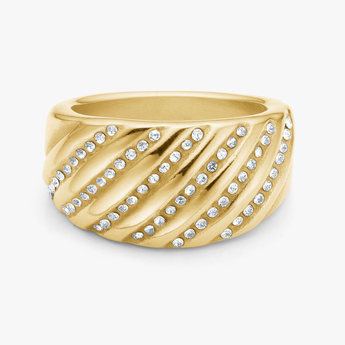 Camilla Krøyer Jewellery Twist Dome Krystal Ring 18K guldbelagt 