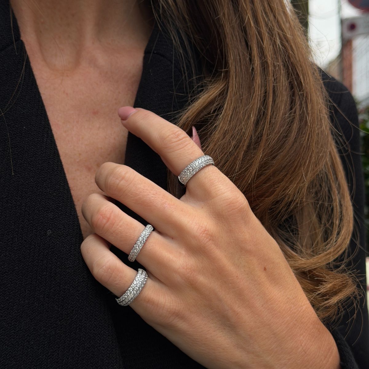 Krystal Band Ring Sølvfarvet 6mm