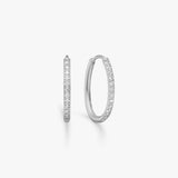Oval Classic Crystal Hoop Earrings Silver Color Small