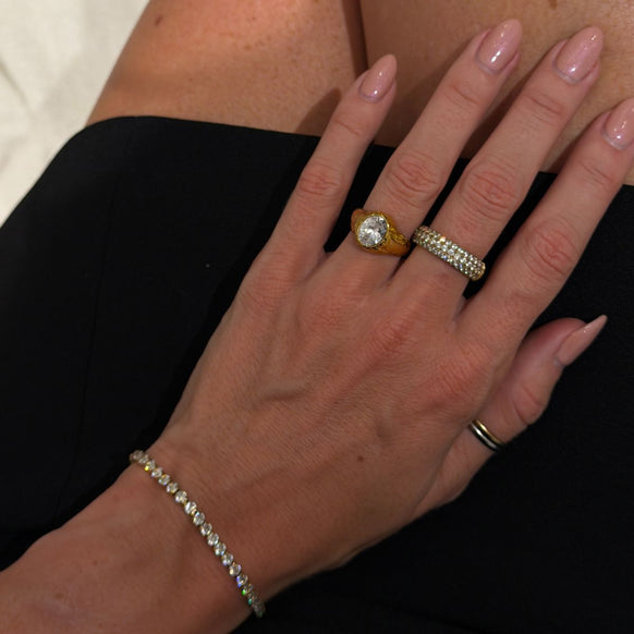 Tennis Krystal Armbånd 18K Guldbelagt 3mm