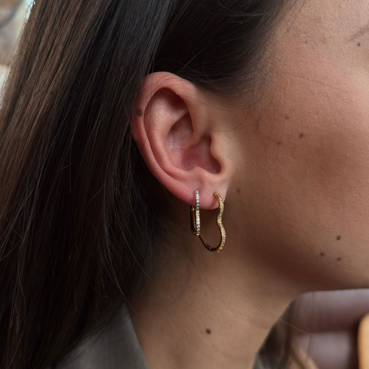 Heart Krystal Creoler 18K Guldbelagt Lille