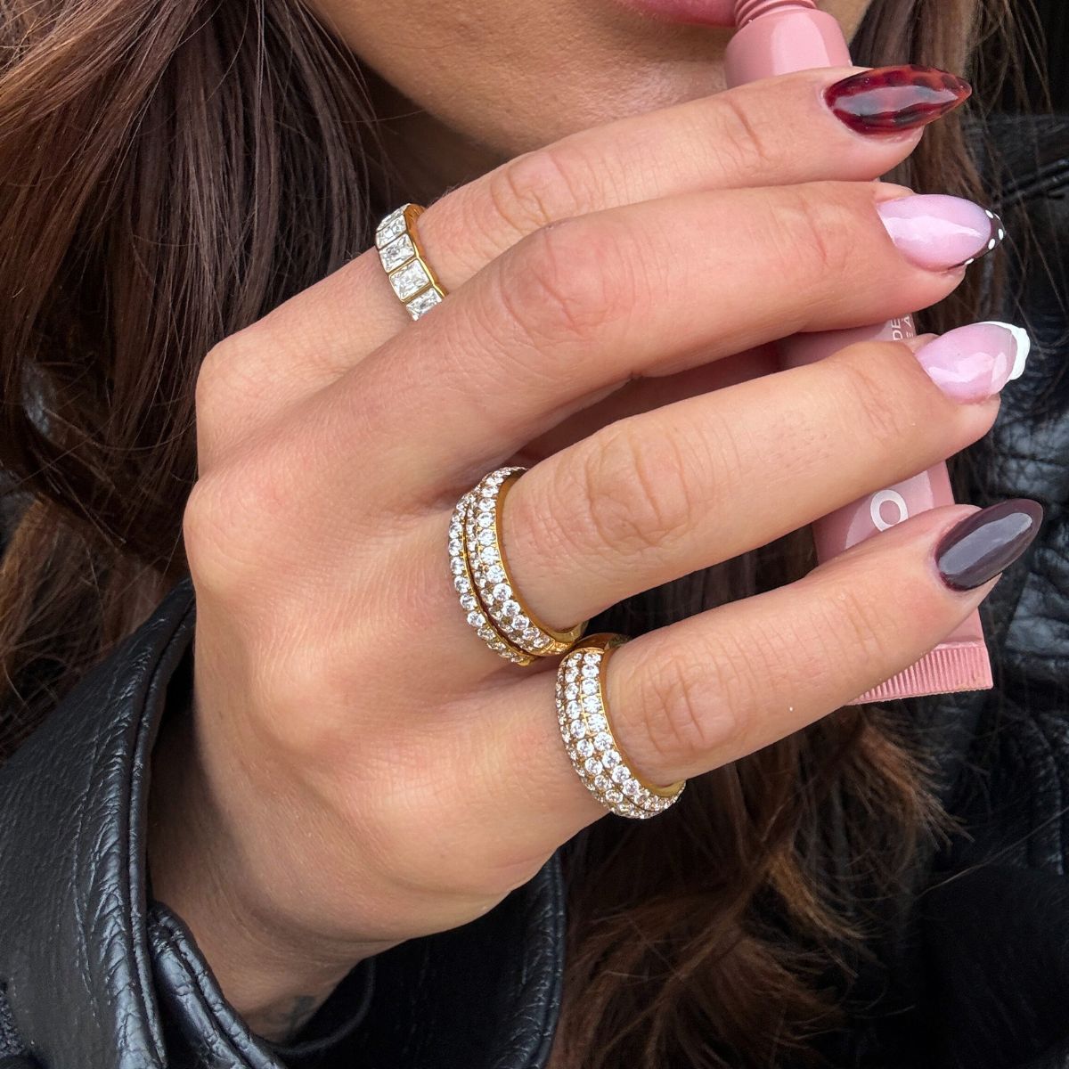 Crystal Band Ring 18K gold plated 2mm