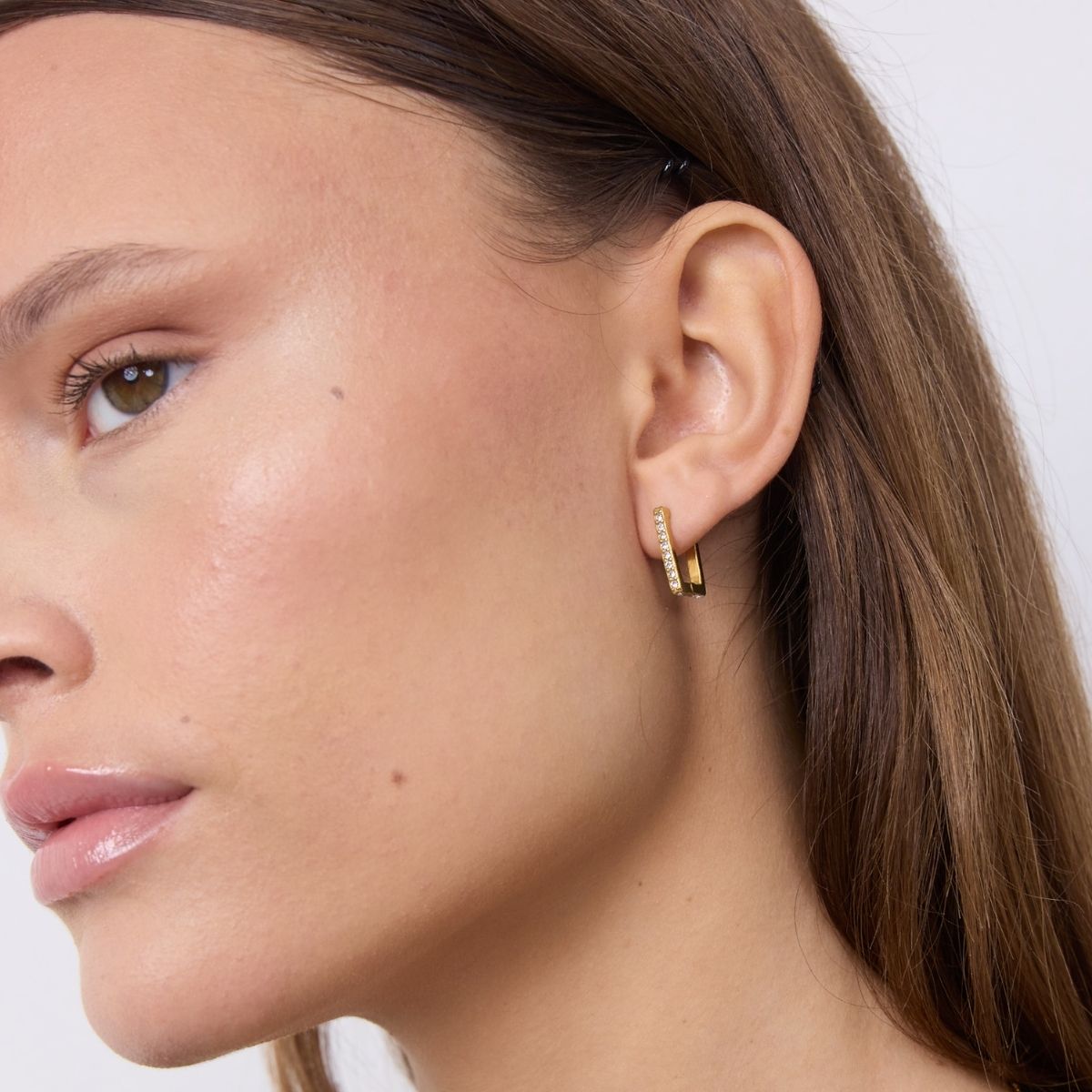 Firkantet Krystal Creol Sæt & Studs 18K Guldbelagt