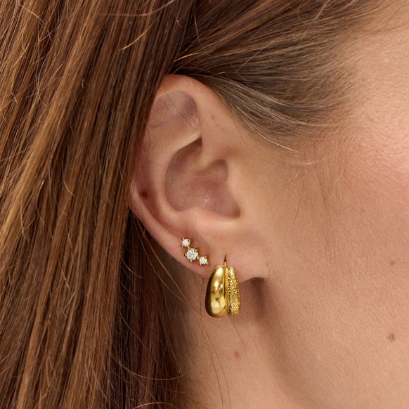 Mist Krystal Stud Øreringe 18K Guldbelagt