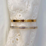 Hamret & Krystal Bangle Sæt 18K Guldbelagt