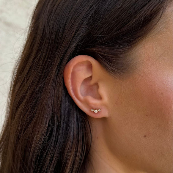 Mist Krystal Stud Øreringe 18K Guldbelagt