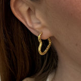 Heart Scoria Creoler 18K Guldbelagt Stor