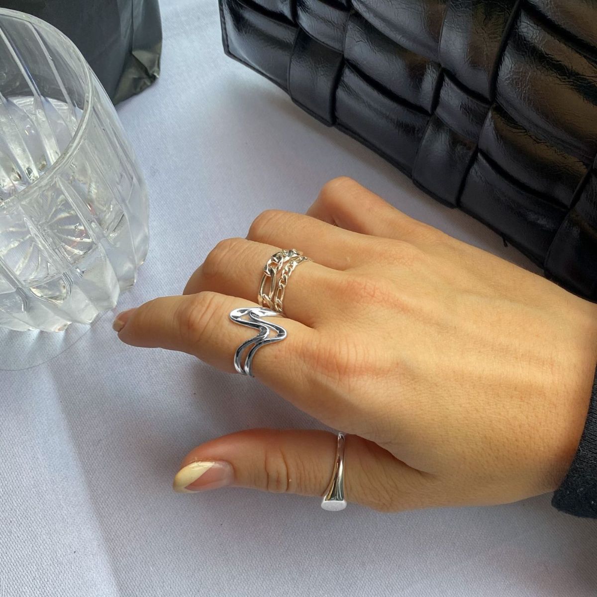 Wave Ring Sølvfarvet