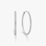 Oval Classic Crystal Hoop Earrings Silver Color Large