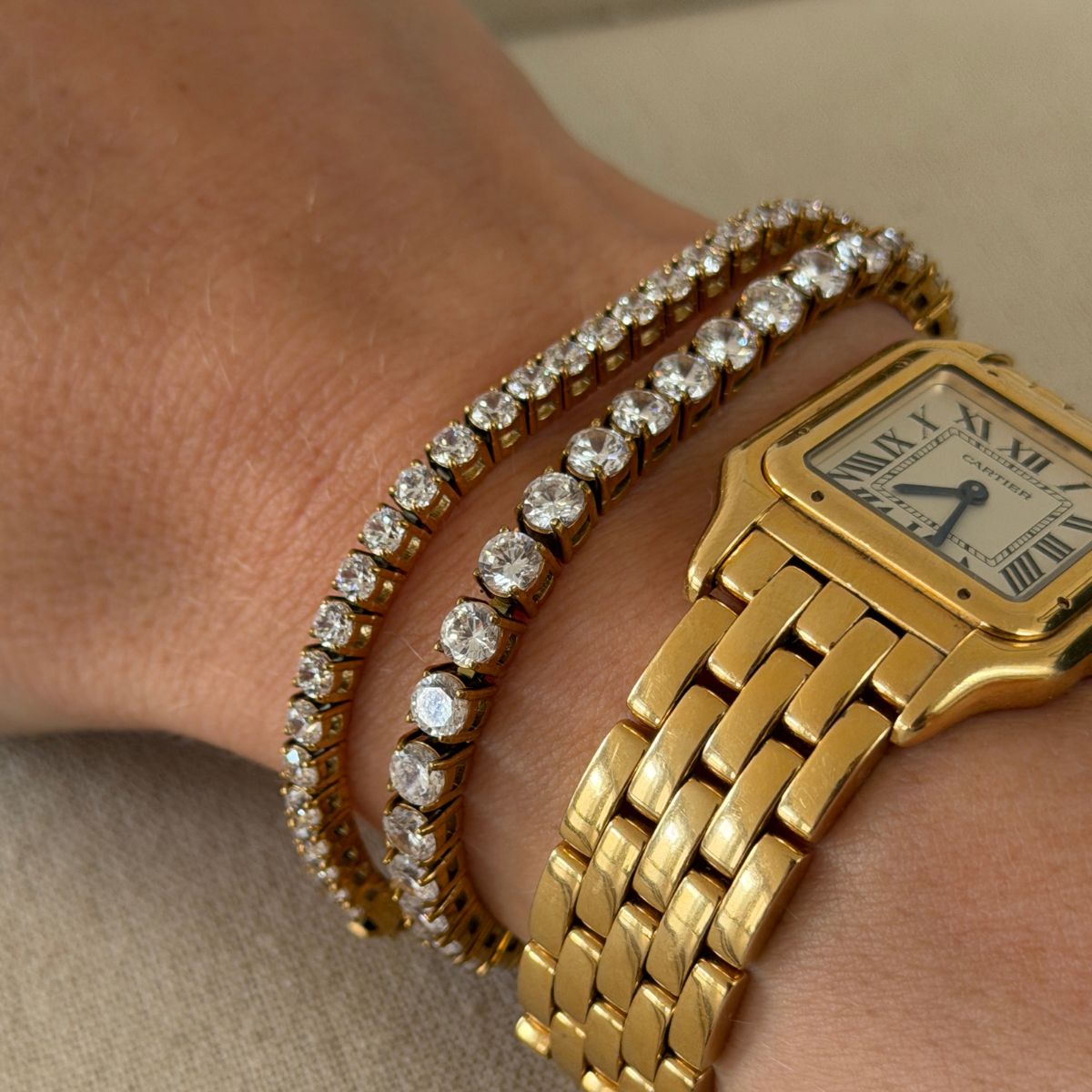 Tennis Luxe Armbånd 18K Guldbelagt 3mm