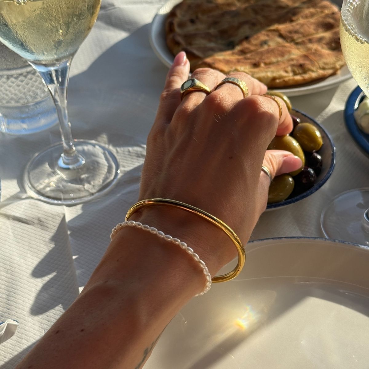 33m classic perle armbaand med oval dome bangle