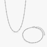 Twisted Kæde Sæt Sølvfarvet