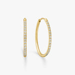 Oval Classic Crystal Hoop Earrings 18K Gold Plated Large