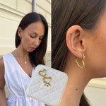 Heart Scoria Creoler 18K Guldbelagt Stor