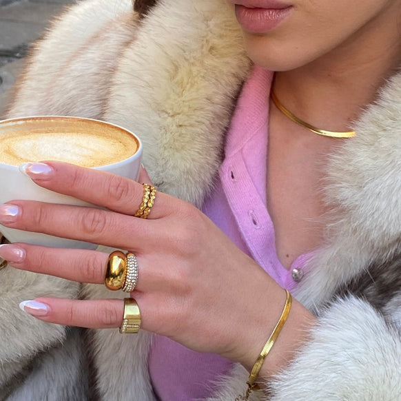 Classic Dome Pavé Krystal Ring 18K Guldbelagt
