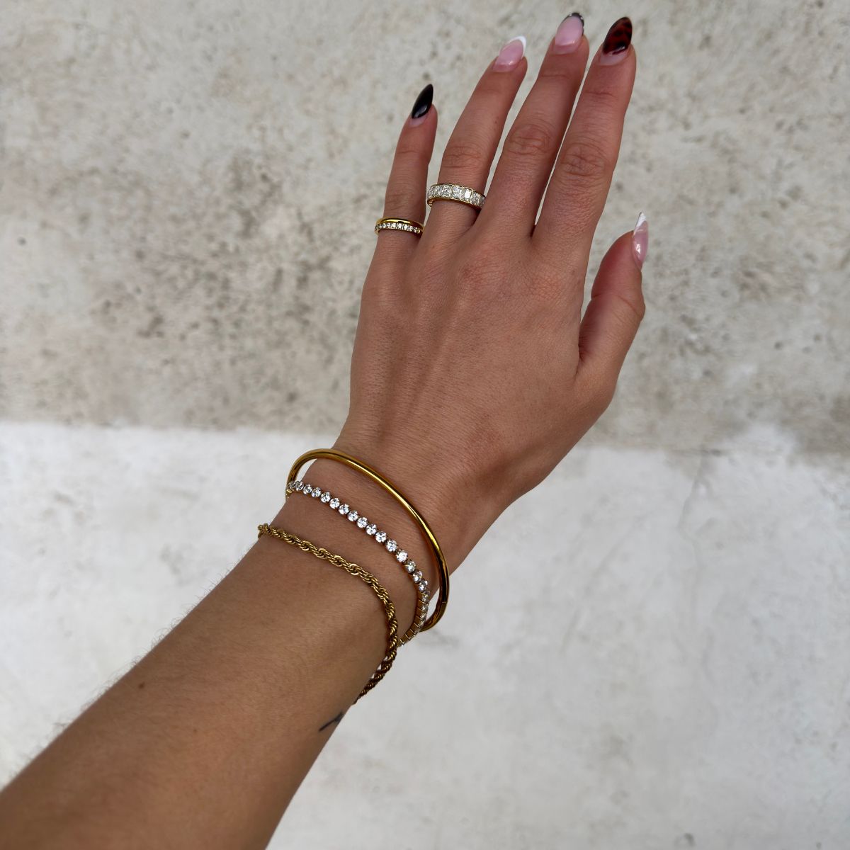 Oval Dome Bangle 18K Gold Plated