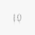 Classic Crystal Hoop Earrings Silver Helix 8mm