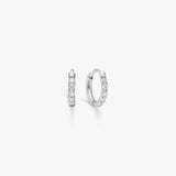 Classic Crystal Hoop Earrings Silver Helix 8mm