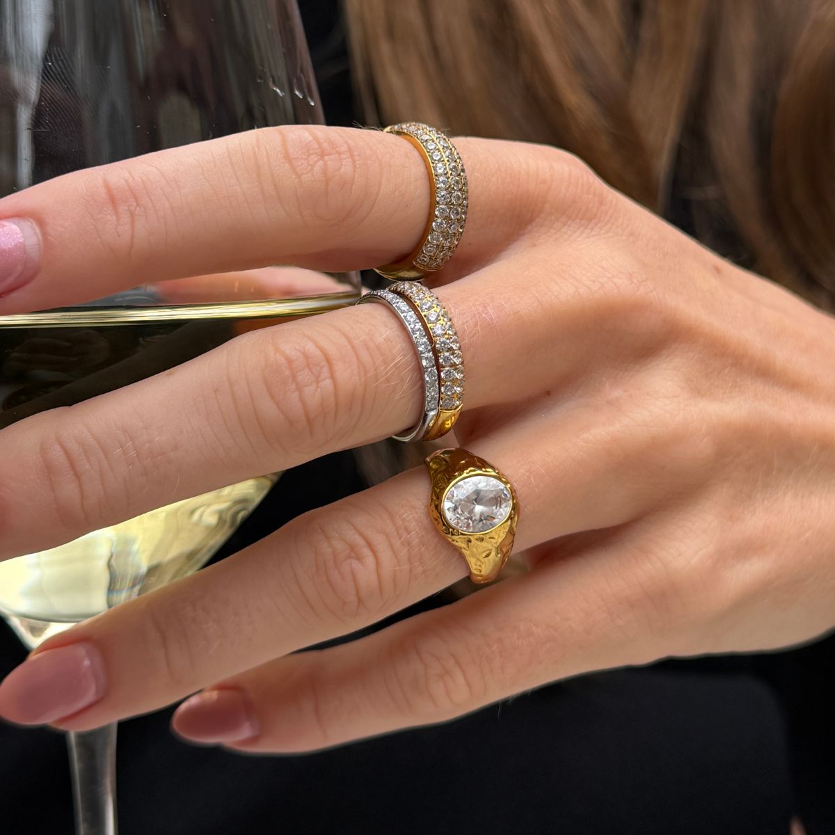 Crystal Band Ring 18K gold plated 6mm