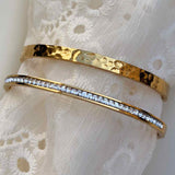 Hamret & Krystal Bangle Sæt 18K Guldbelagt