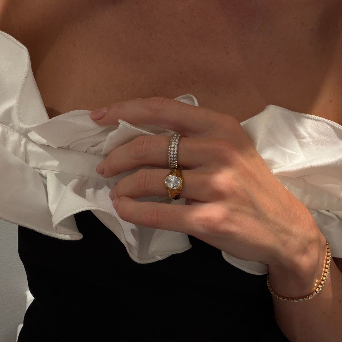 Crystal Band Ring 18K gold plated 6mm