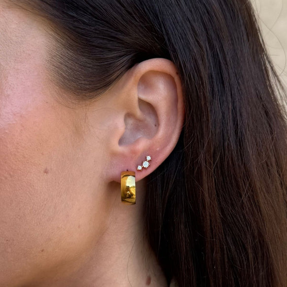 Mist Krystal Stud Øreringe 18K Guldbelagt