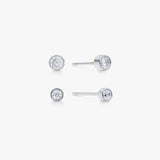 Krystal Stud Øreringe Sæt Sølvfarvet 2mm/3mm