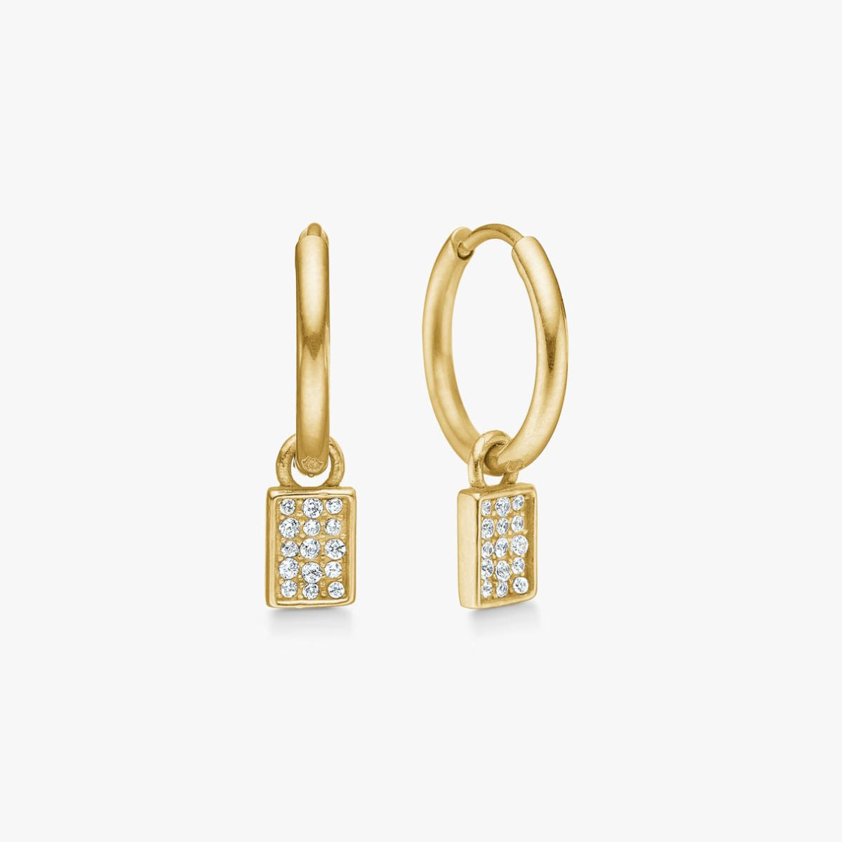 Camilla Krøyer Jewellery Classic Creoler Firkantet Krystal 18K Guldbelagt 10mm 