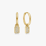 Camilla Krøyer Jewellery Classic Creoler Firkantet Krystal 18K Guldbelagt 10mm 