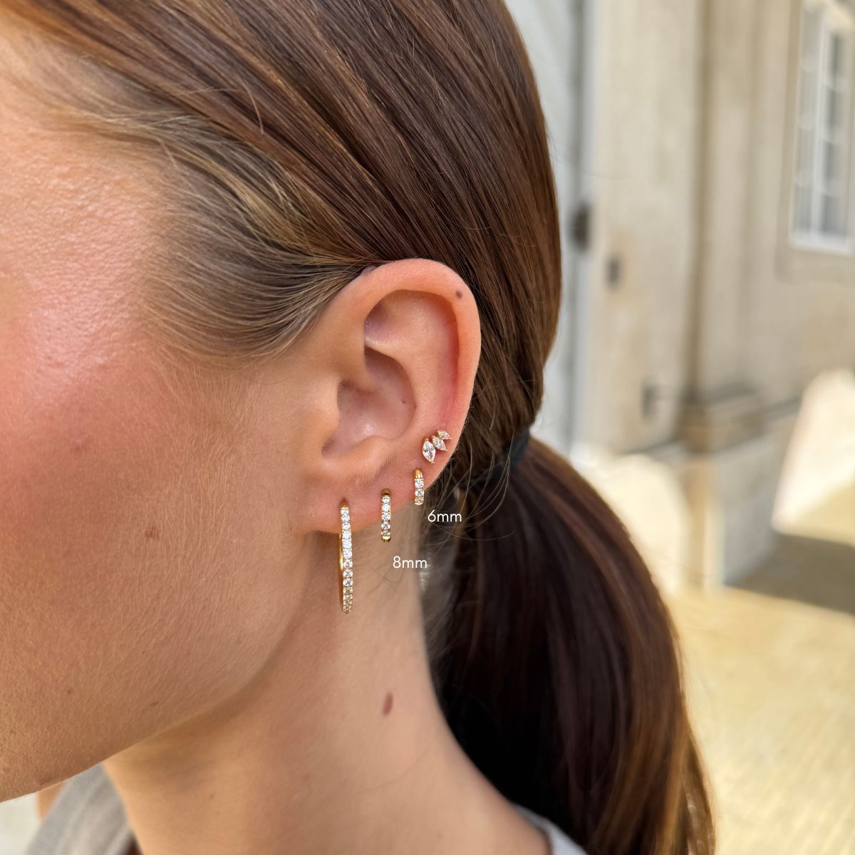 Classic Crystal Hoop Earrings 18K Gold Plated Helix 6mm