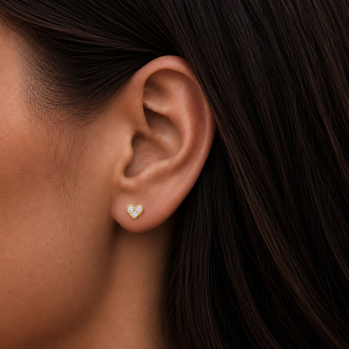 Heart Krystal Stud Øreringe 18K Guldbelagt