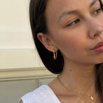 Heart Scoria Creoler 18K Guldbelagt Stor
