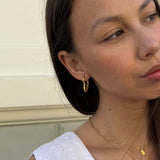 Heart Scoria Creoler 18K Guldbelagt Stor