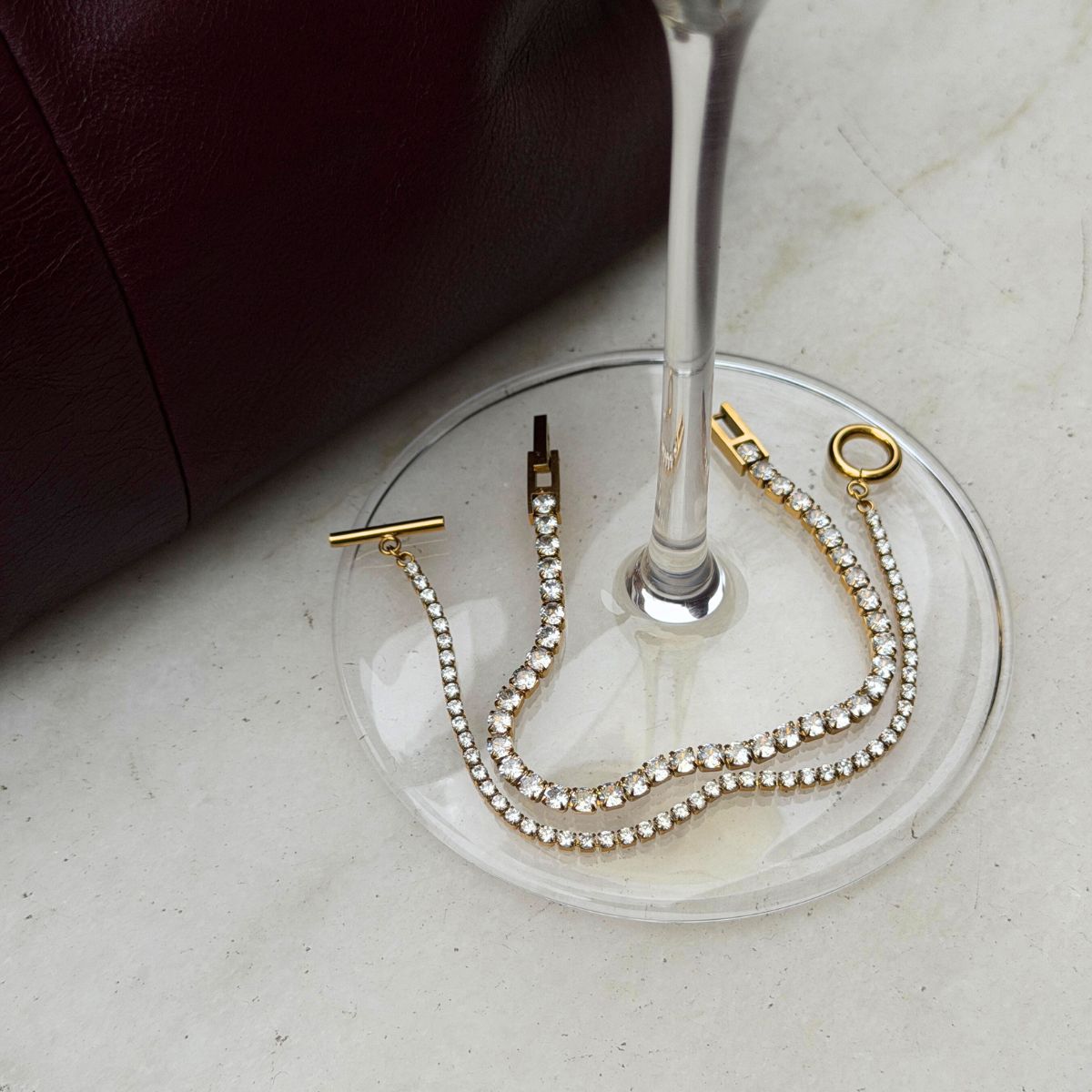 Tennis Krystal Armbånd 18K Guldbelagt 2mm