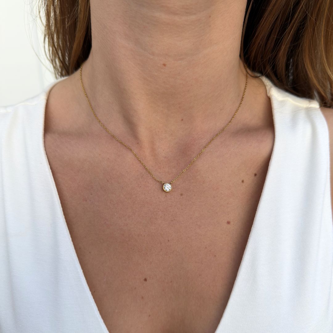 Floating Krystal Halskæde 18K Guldbelagt