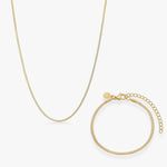 Flad Slange Sæt 18K Guldbelagt 2mm