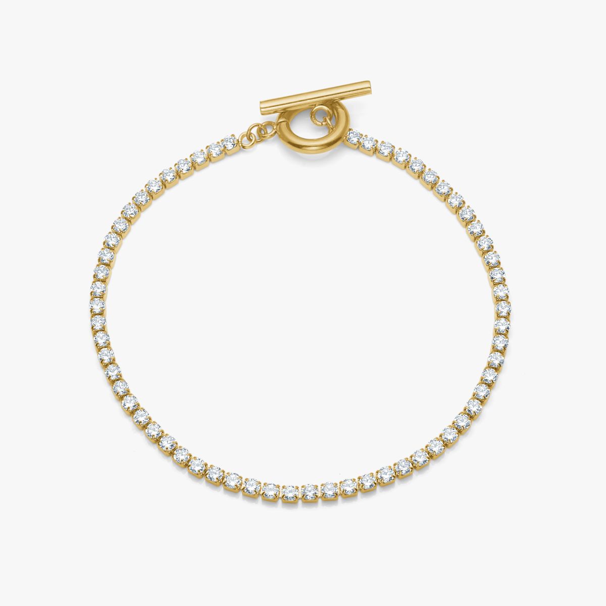Tennis Krystal Armbånd 18K Guldbelagt 2mm