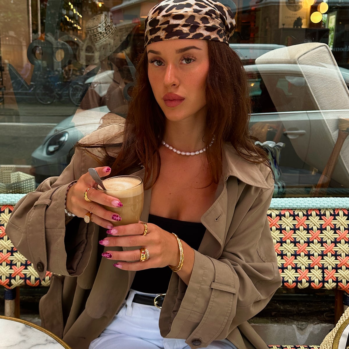 7mm Classic perle halskaede stylet med krystal bangle