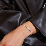 Tennis Krystal Armbånd Sølvfarvet 3mm