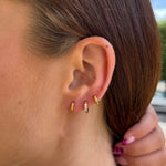 Classic Crystal Hoop Earrings 18K Gold Plated Helix 8mm